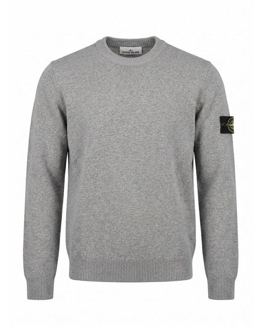 Stone Island Gray Textured Stitch Crew Neck for men