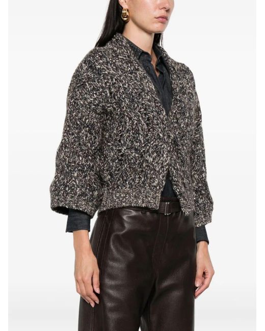 Cardigan Con Design A Incrocio di Brunello Cucinelli in Gray