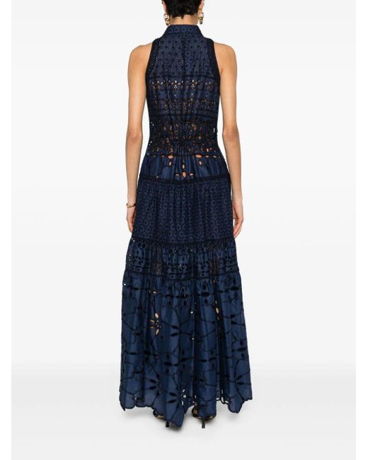 Ermanno Scervino Blue Broderie-angalise Maxi Dress