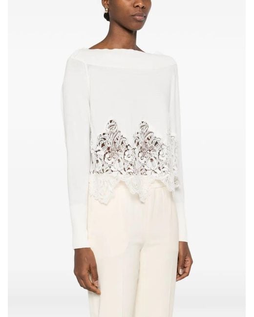 Ermanno Scervino White Long Sleeve Sweater