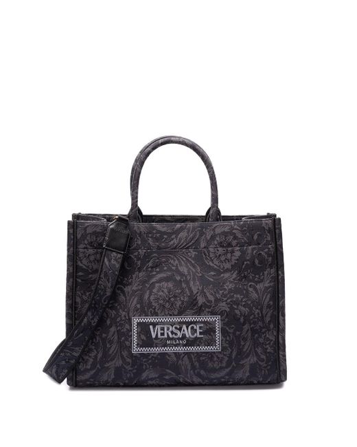 Versace Blue Embroidered Large Tote Bag
