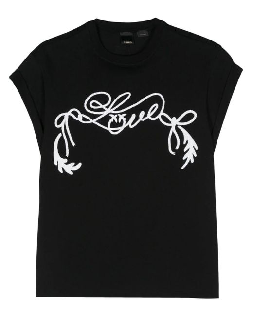 | T-shirt con ricamo | female | NERO | XS di Pinko in Black