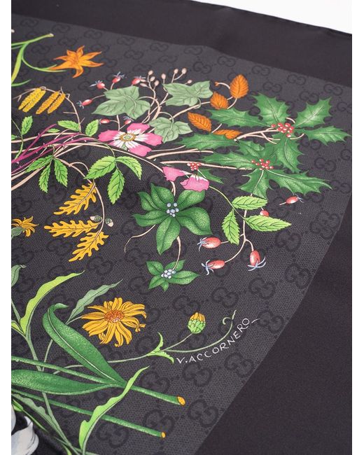 Gucci Black 'Flora' Foulard