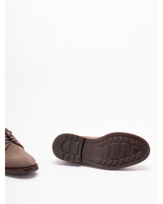 Brunello Cucinelli Brown Suede Derbys for men