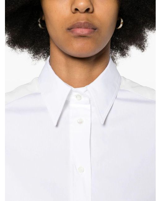Brunello Cucinelli White Pointed-collar Panelled Shirt