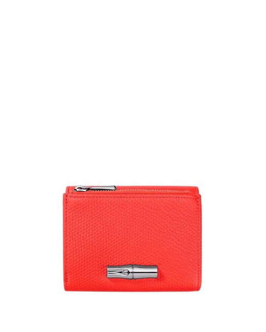 Longchamp Red 'Le Roseau' Compact Wallet