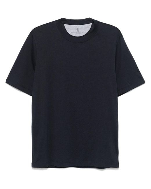 Brunello Cucinelli Blue Crew-Neck T-Shirt for men