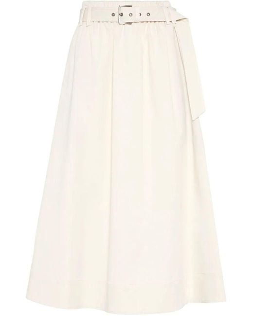 Brunello Cucinelli Stretch Cotton Gabardine Belted Circle