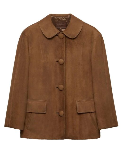 Prada Brown Suede Collared Jacket