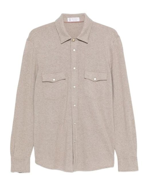 Giacca-Camicia di Brunello Cucinelli in White da Uomo