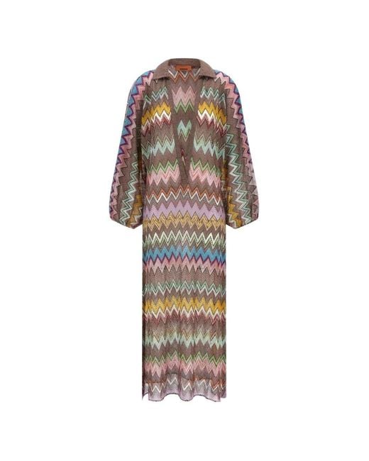 Missoni White Zigzag-Print V-Neck Dress