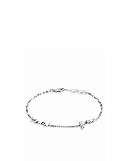 Saint Laurent White 'Cassandre' Charm Bracelet