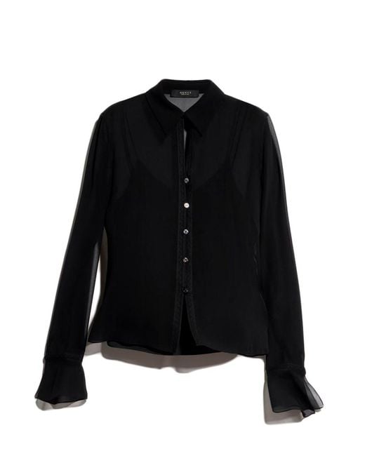 Gucci Black Silk Georgette Shirt