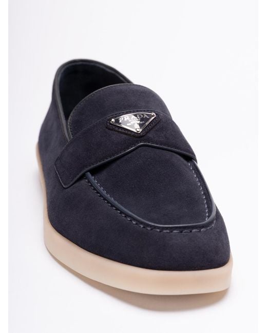 Prada Blue Suede Slippers for men