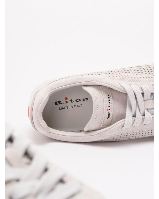 Kiton White Calfskin Sneakers for men