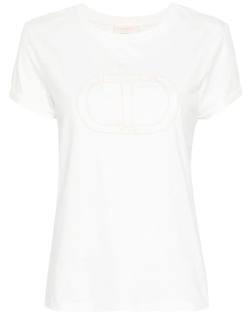 Twin Set White Embroidered T-Shirt