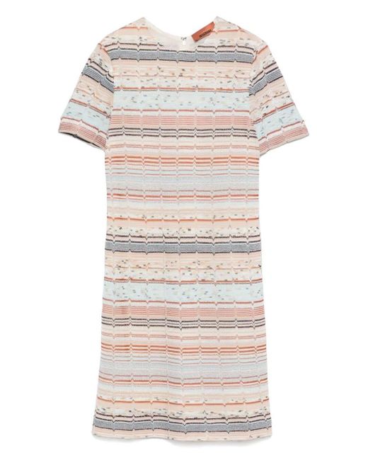 Missoni Gray Mini Dress With Horizontal Stripes