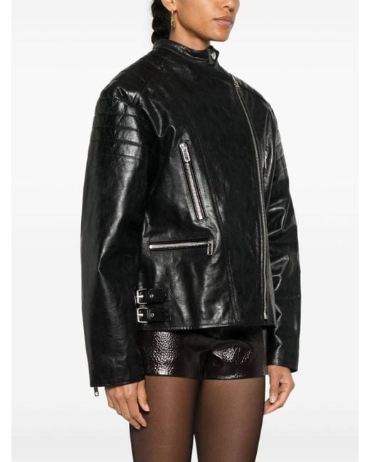 Twinset Black Leather-Like Biker Jacket