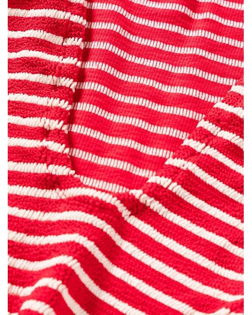 Hunza G Red Candy-stripe Crinkled Swimsuit