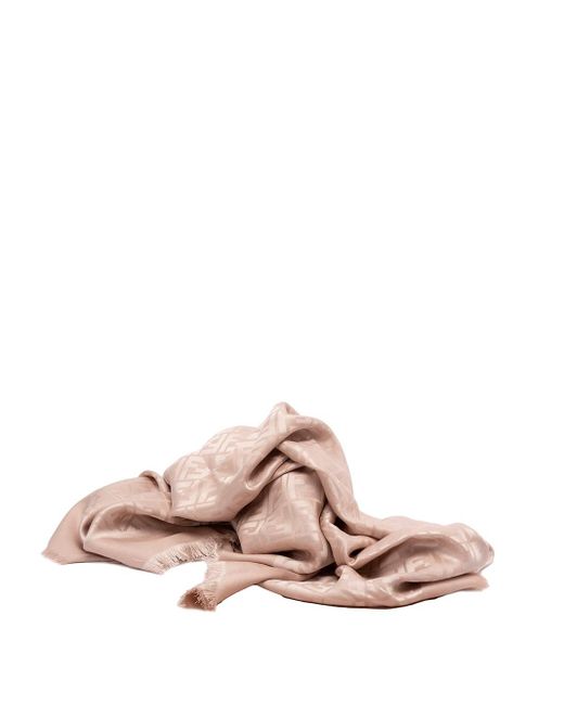 Fendi Pink `ff` Silk And Wool Shawl