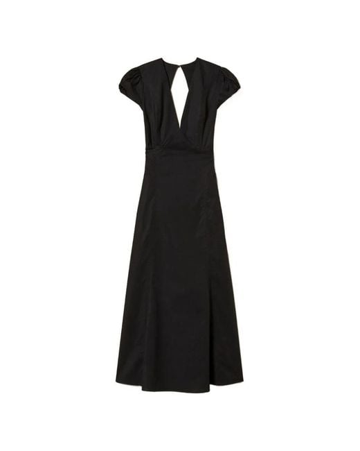 Twinset Black V-Neck Long Dress