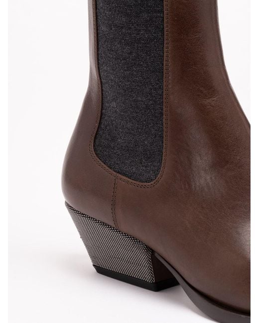 Brunello Cucinelli Brown Ankle Boots With Heels