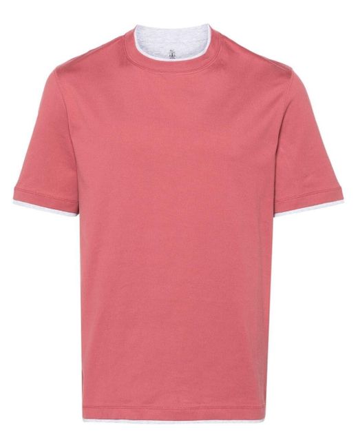 Brunello Cucinelli Crew-neck T-shirt in Pink for Men | Lyst