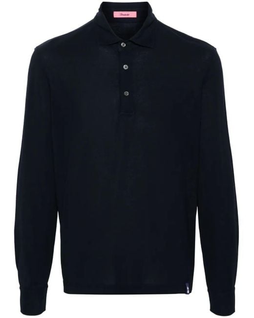 Drumohr Blue Long Sleeve Polo for men