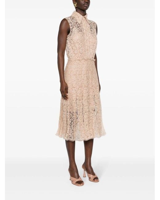 Ermanno Scervino Natural Floral-lace Pleated Shirtdress