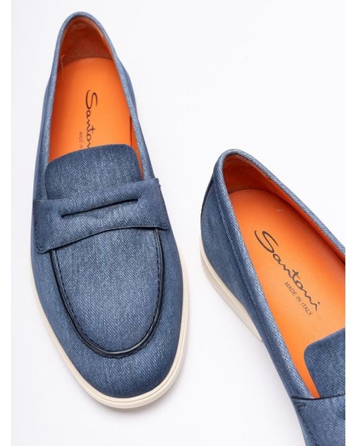 Santoni Blue `Malibu` Loafers for men