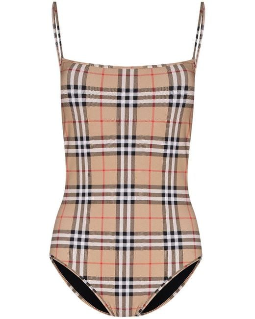 Burberry White Vintage Check Swimsuit