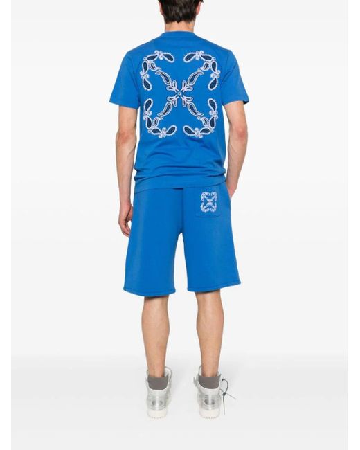 Off- T-Shirt Con Motivo Bandana Arrow di Off-White c/o Virgil Abloh in Blue da Uomo