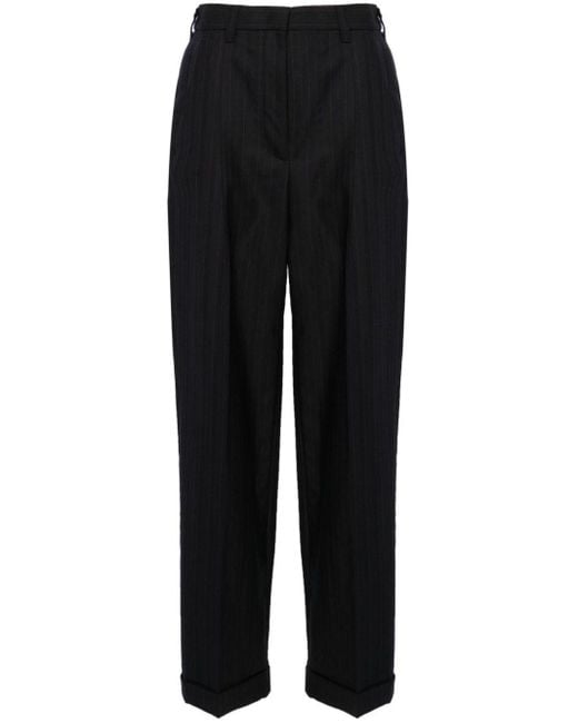 Miu Miu Black High-waisted Pinstripe Tailored Trousers