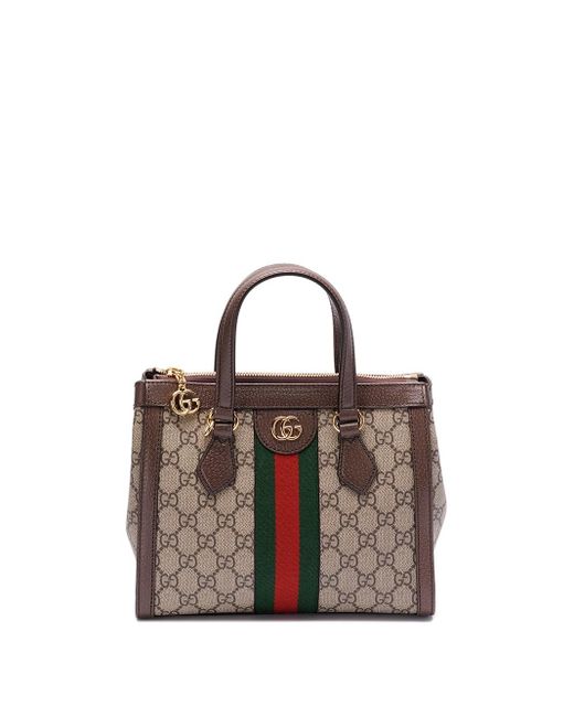 Gucci Brown `Ophidia Gg` Small Tote Bag