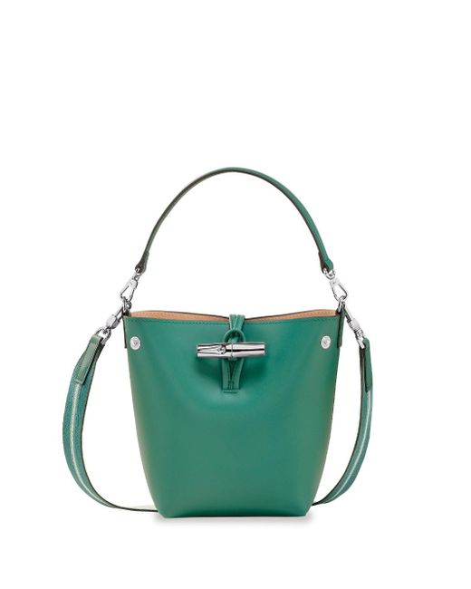 Longchamp Green `roseau Box` Extra Small Bucket Bag