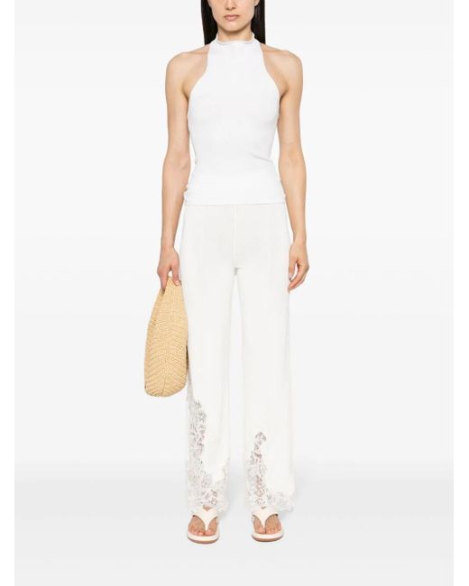 Chantilly-lace straight trousers di Ermanno Scervino in White