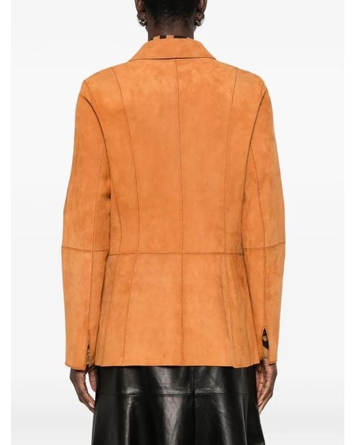 Desa Nineteenseventytwo Orange Reversible Leather Blazer