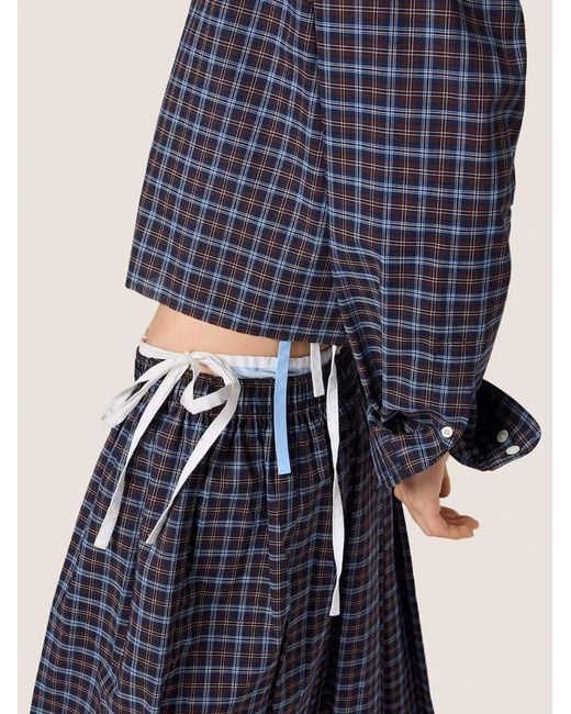 Miu Miu Gray Tartan Print Shirt