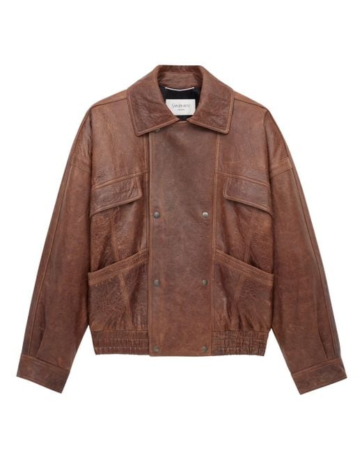 Saint Laurent Brown Double-Breasted Blouson for men