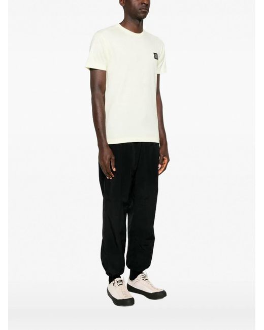 Stone Island White 60/2 Cotton Jersey Garment Dyed T-Shirt for men
