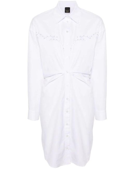 Pinko White Eyelet-detail Cotton Shirtdress