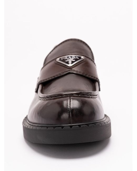 Prada Brown Chocolate Leather Loafers for men