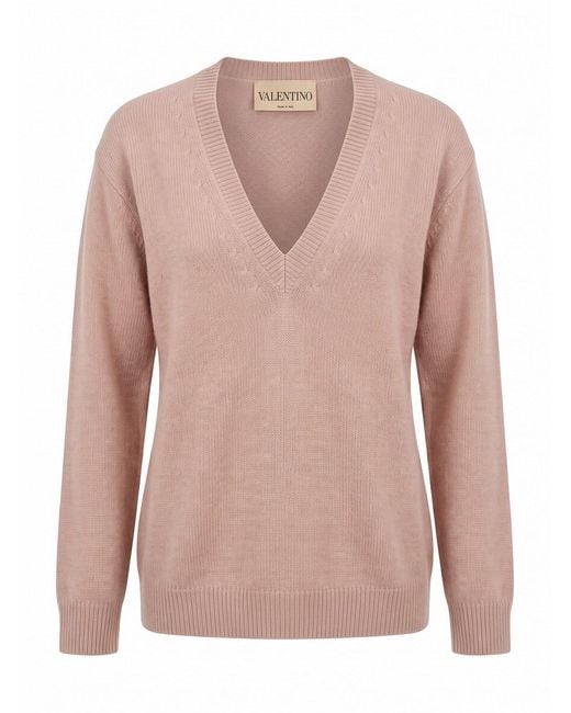 Valentino Garavani Pink 'Solid' Cashmere Sweater