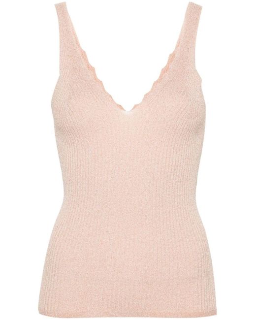 Twin Set Pink Ribbed Knit Top