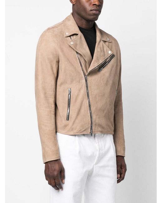 Tagliatore Zip-up Suede Jacket in Natural for Men | Lyst