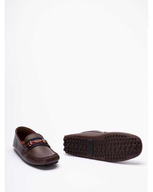 Gucci Brown Loafers With `Web` for men