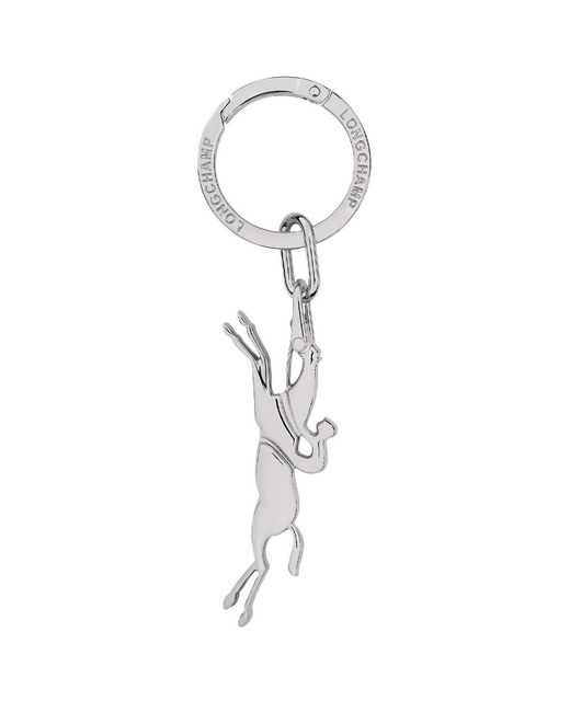 Longchamp White 'Cavalier Key Ring