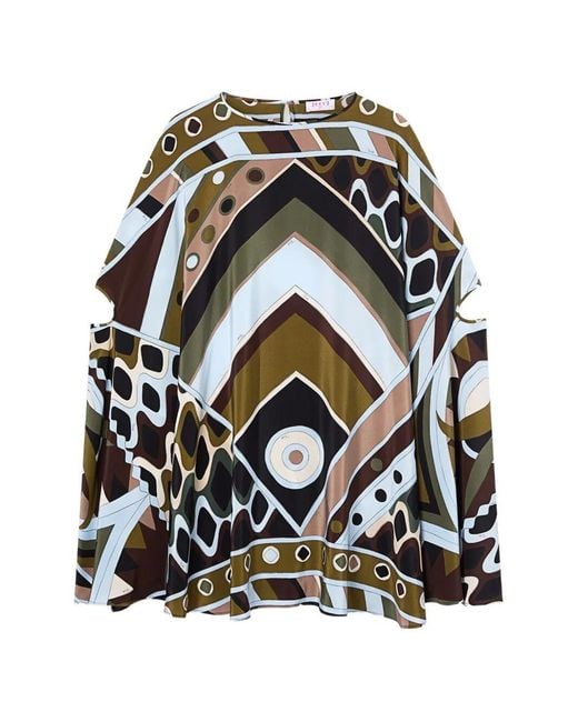 Emilio Pucci Black Vivara-Print Silk Kaftan