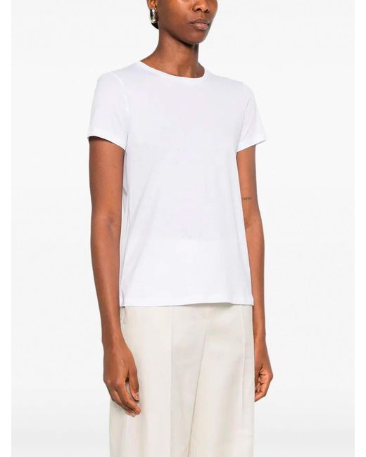 Purotatto White Round-Neck Short Sleeve Blouse