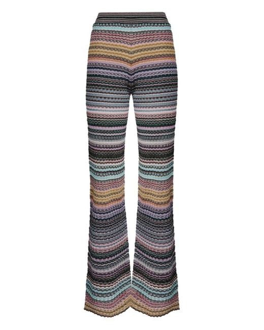 Missoni Gray Striped-Pattern Knit Trousers
